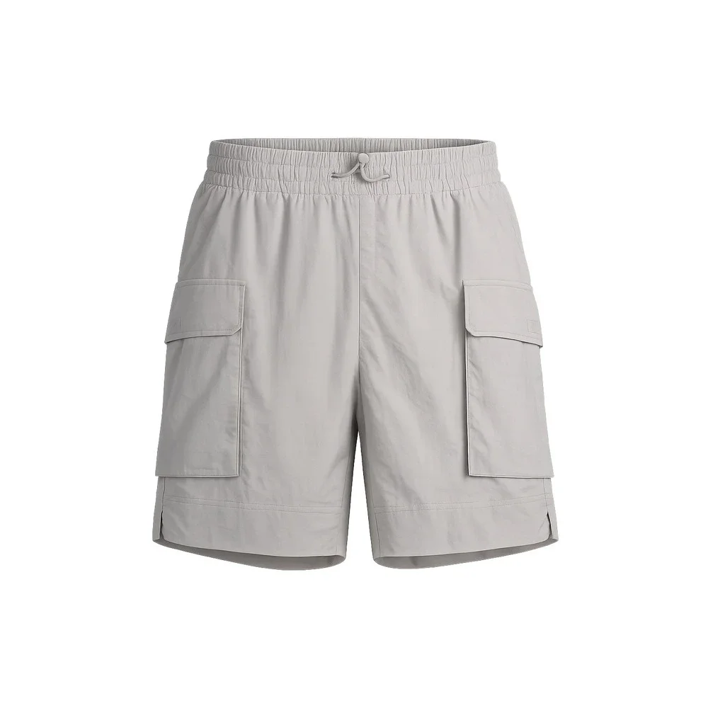 Old Navy Mens XXL Light Gray Nylon Cargo‎ Shorts Elastic Waist Bungee